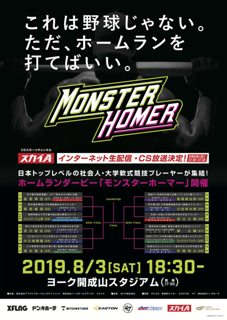 社会人・大学軟式競技プレーヤーによるホームラン競争「MONSTER HOMER」開催
