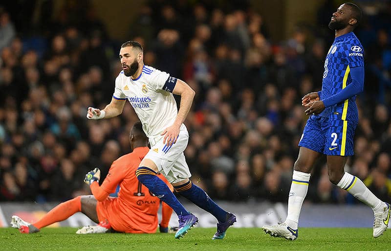 マドリーが昨季王者チェルシーに敵地で3発先勝!　圧巻ベンゼマがCL史上4人目の2試合連続ハット《CL》