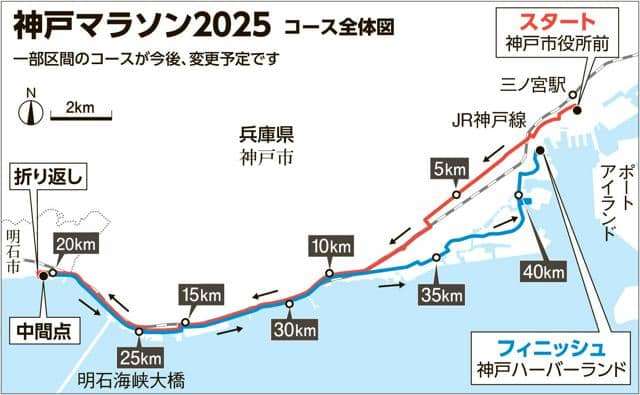 神戸マラソンが今年からコース変更　高低差是正、スピードアップ狙う