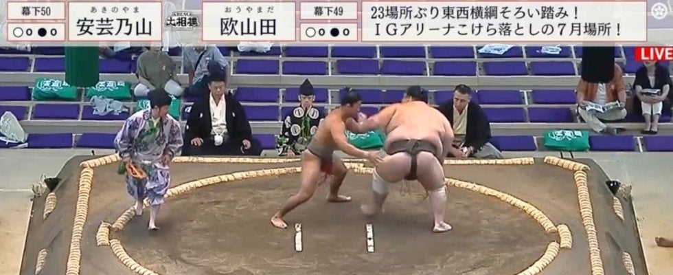 「すごい髪型」熱戦を終えた力士の髪型に衝撃「ポニーテールだ」「髷の乱れ方がカッコ良い」珍光景に熱視線