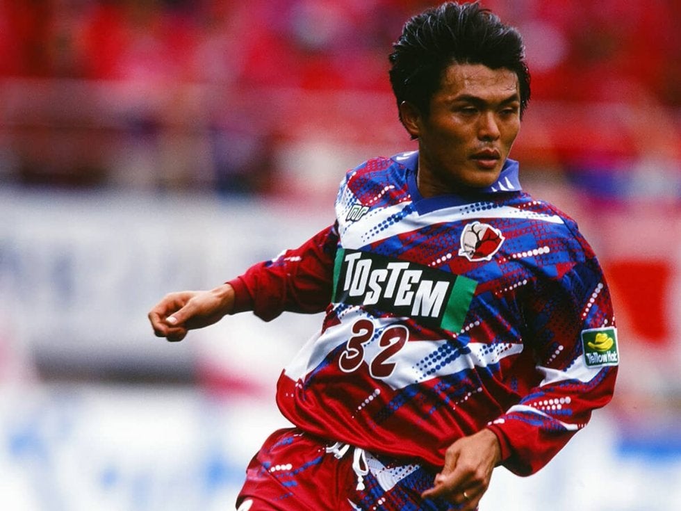 昔の鹿島アントラーズ　ユニフォーム　エネーレ　　長袖　名良橋晃さんサイン入り 昔の鹿島アントラーズ ユニフォーム エネーレ 長袖 名良橋晃さんサイン