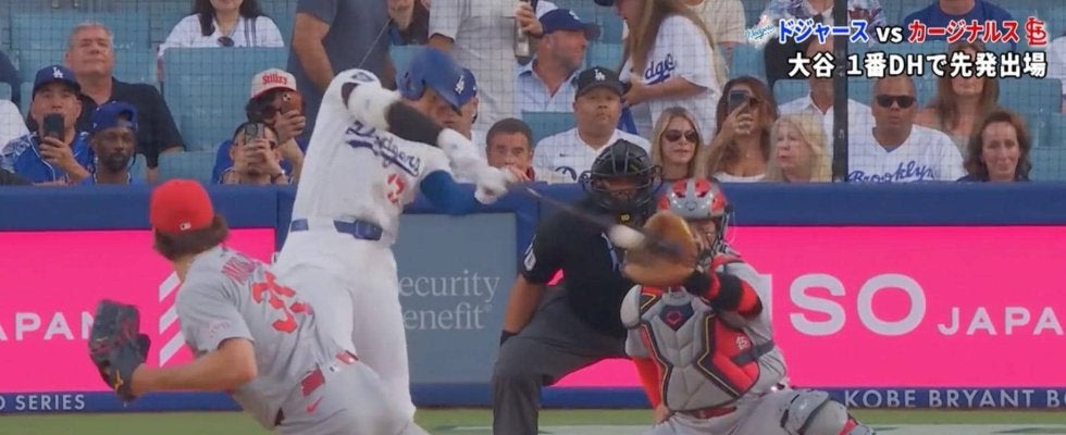 わずか1分足らずで…大谷翔平の174キロ爆速ヒットに「あの打球はえぐい」「はっや！」 打球も足も速すぎる“衝撃の一打”