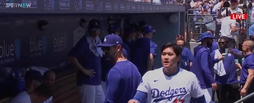 大谷翔平が“真っ先に感謝を伝えた”ファインプレーの新同僚…ベンチで目を見開いて“グータッチ”にファンほっこり