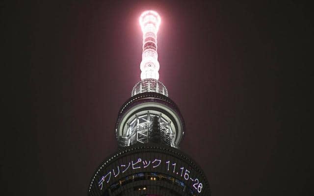 東京スカイツリーが桜色に　7日でデフリンピック開幕まで100日