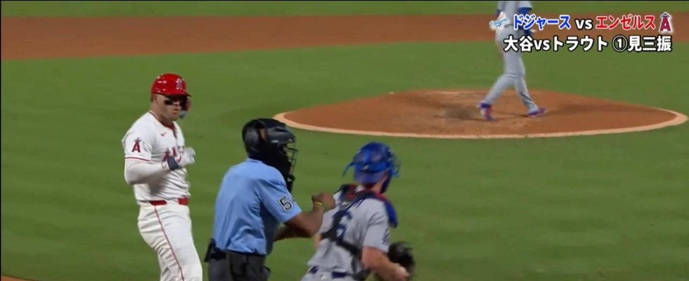トラウト、VS大谷で審判へ“怒りの仕草” 162キロ豪速球で三振→判定不服も「いいとこ決まりすぎ」の声