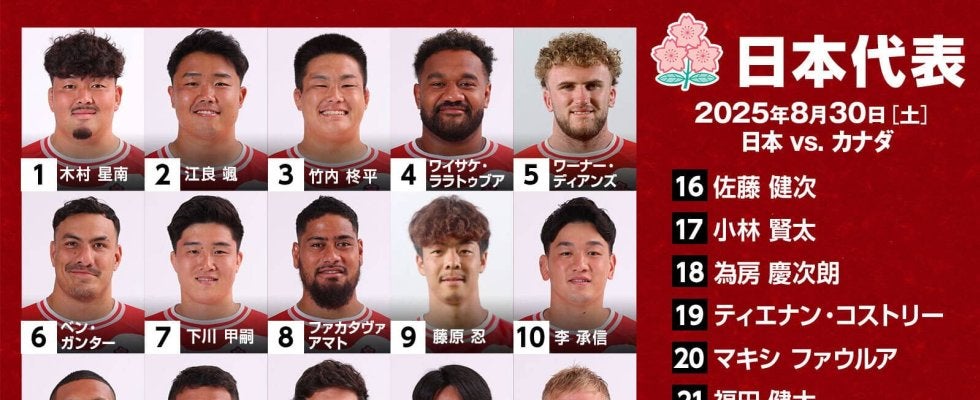 ラグビー日本代表、カナダ代表と仙台で対戦。共同主将は原田衛とワーナー・ディアンズ。パシフィックネーションズカップ
