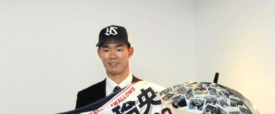 ヤクルト・ドラ２松川　周東超え誓った「３０盗塁目標」　背番号「３９」仮契約