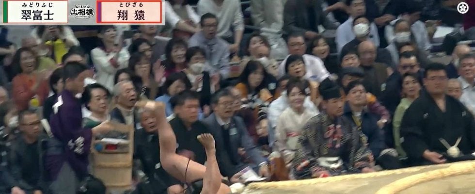 力士が“ムーンサルト風”土俵下落下の衝撃決着 「張られるし、ガッツリ負けるし、痛々しい」元力士解説も同情