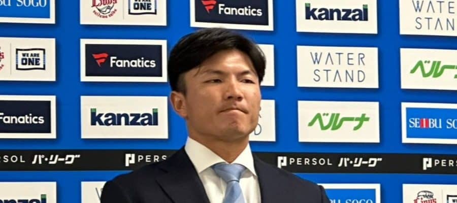 現役ドラフト茶野、西武入団会見　外野の定位置争いへ「新しいチームで一から」