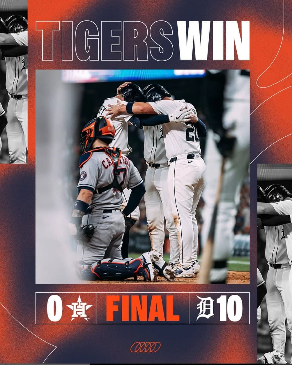 記念画像を公開！デトロイト・タイガース、対アストロズの初戦に10-0で快勝