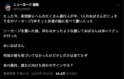 「オレだけは見てたぞ」ニューヨーク屋敷、おばさんの奇行に遭遇