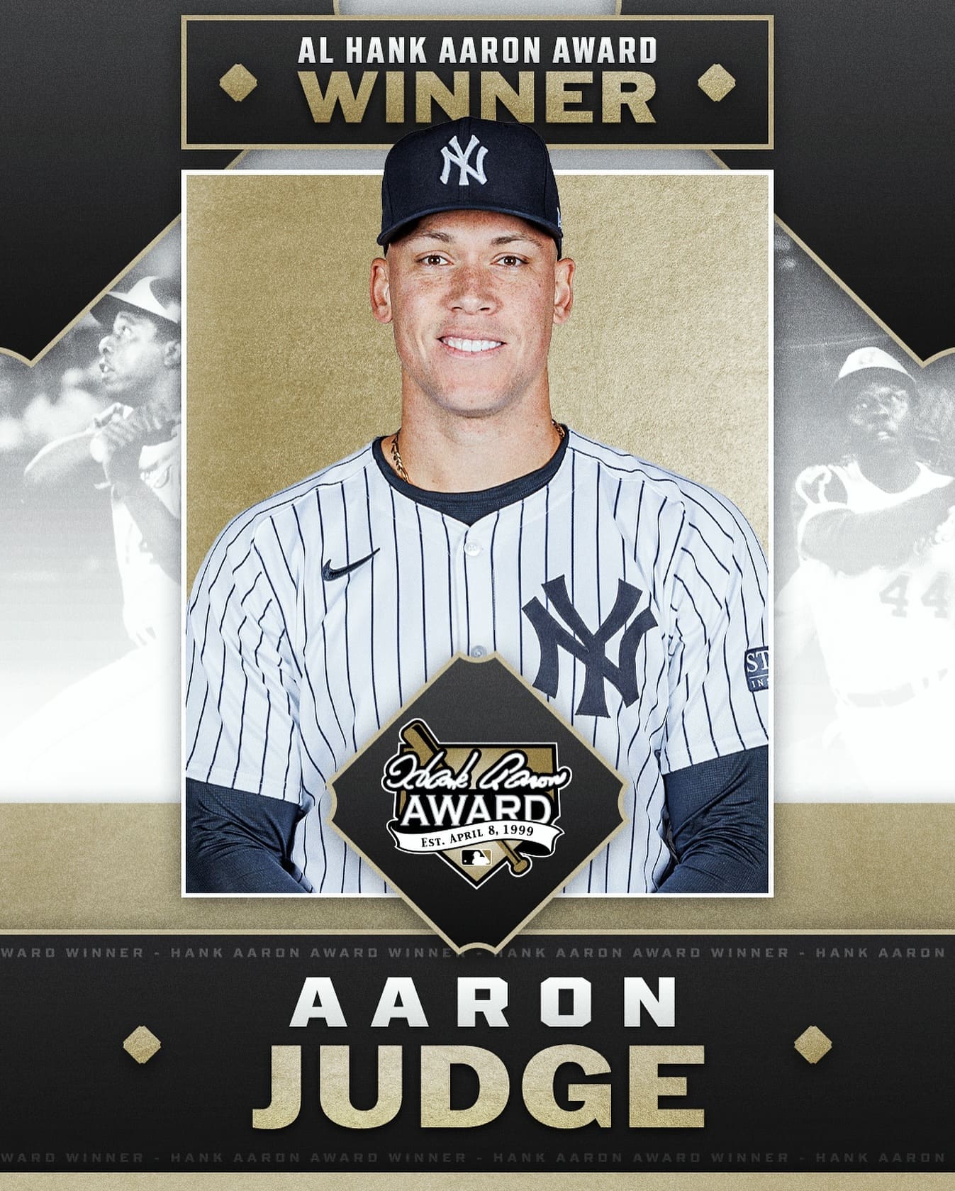 NYのアーロン・ジャッジが自身2度目のハンク・アーロン賞を受賞！