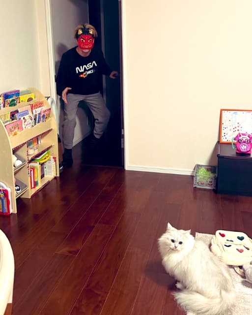 JOY、節分の日に鬼になるも愛猫にさえ相手にされず「残念な鬼」と落胆…