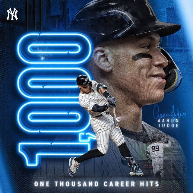 ジャッジの1000本安打をヤンキース公式が祝福🎉