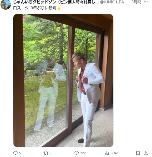 じゅんいちダビッドソン、新調した白スーツに「伸びしろ」感じる。