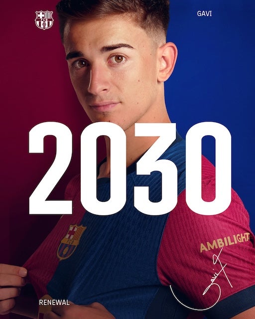バルセロナのスペイン代表ガビが2030年までの契約延長を発表
