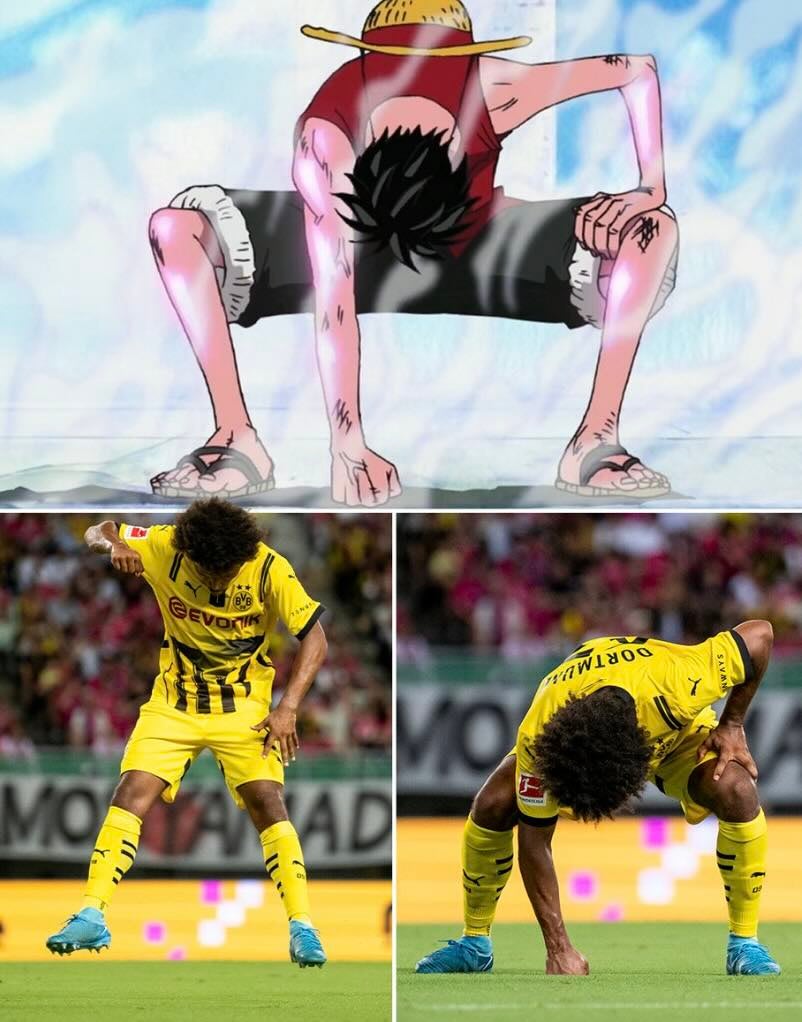 サッカーフィールドにルフィーが登場!?ドルトムントが投稿