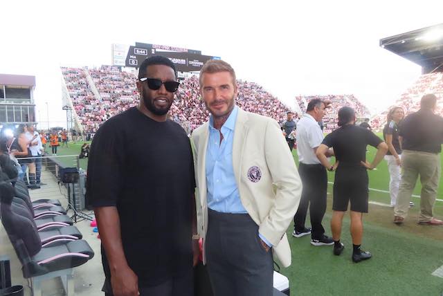 デビット・ベッカム　自身のチームの勝利を喜ぶ