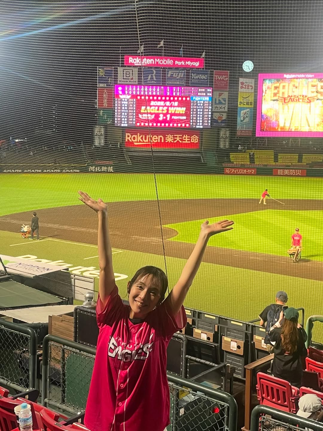 「嬉しい限り！」タレントモデルMC・若林翔子、イーグルス勝利&ヒーローインタビュー担当で歓喜の舞！