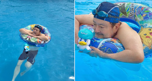 大和田伸也、夏休み満喫！ プールで魅せる