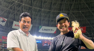 松田宣浩、懐かしの“恩師”森脇さんと再会「ルーキー時代ぶりのノック！」