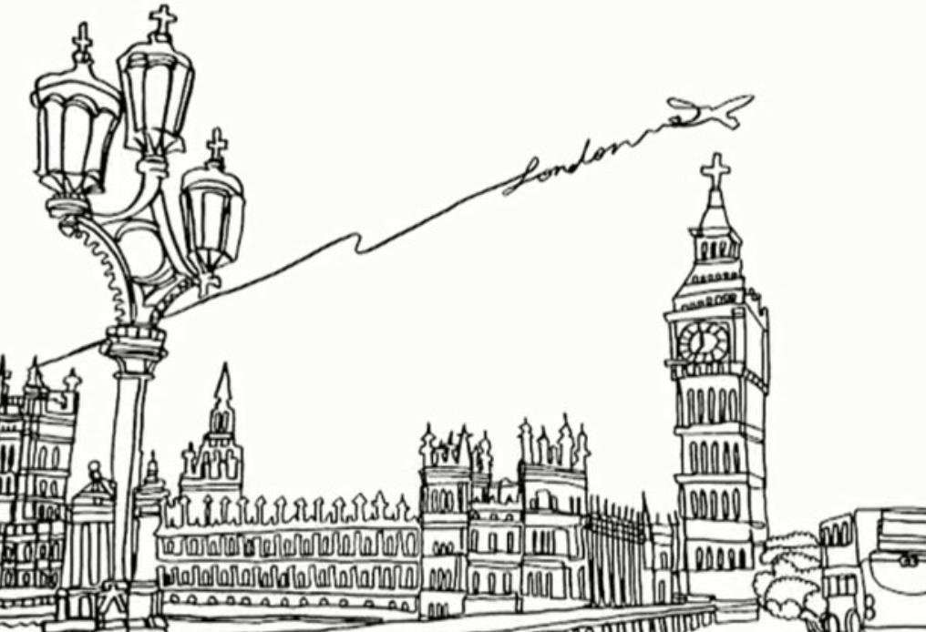 感動！ハラミちゃんが一筆書き挑戦、ロンドンの街並みを力作公開