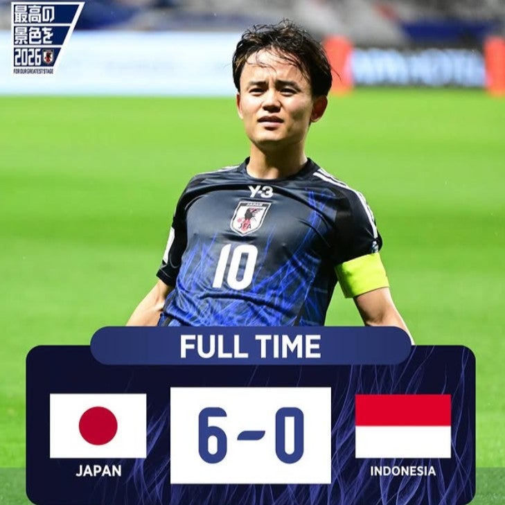 日本代表がゴールラッシュでインドネシアに6－0快勝！2026W杯アジア最終予選を白星で締める