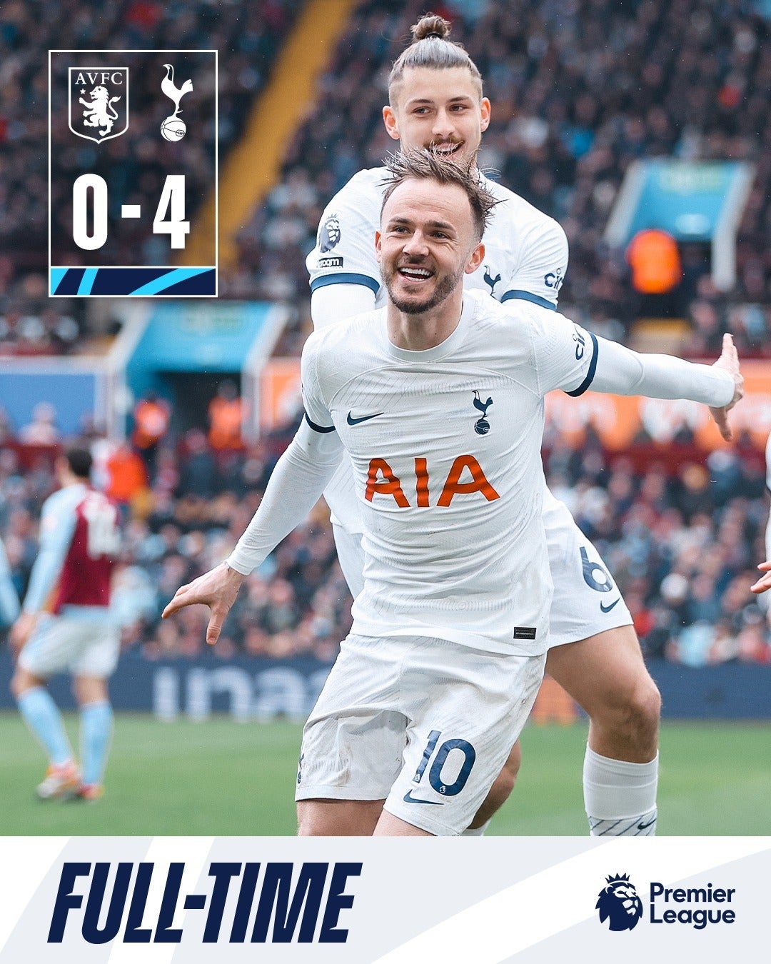 トッテナムがアストン・ヴィラとの上位対決で完勝