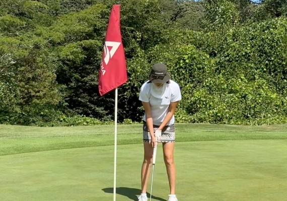 切ない瞬間…狩野舞子、人生何度目かのイーグルパット惜しくも失敗