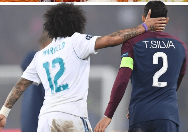 チアゴシウバ　ブラジル代表で共に活躍したマルセロを労う