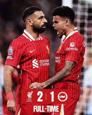 リヴァプールが首位奪還！絶好調サラー弾でブライトンに逆転勝利！