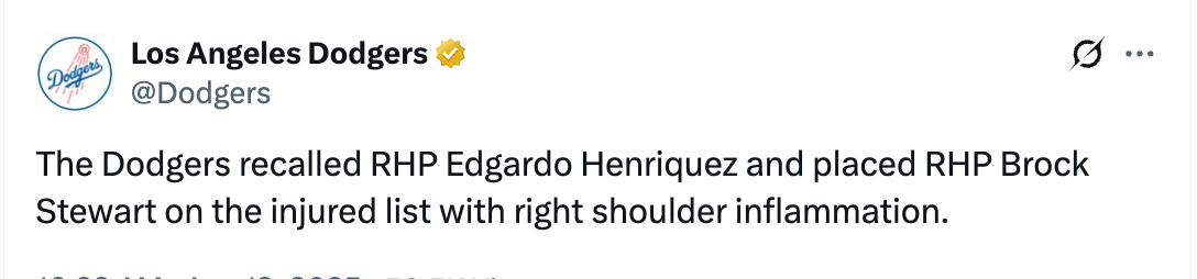 ドジャース、さらに痛手　新加入の救援右腕が負傷者リスト入り