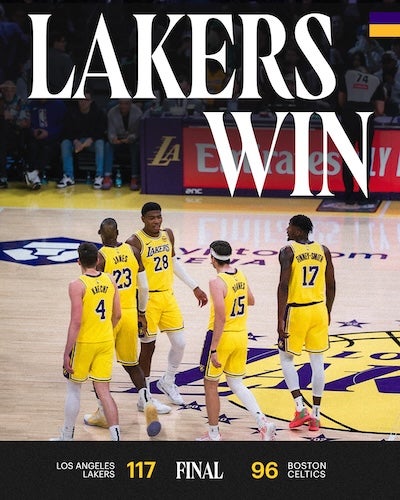 レイカーズ、昨年王者のセルティックスに勝利