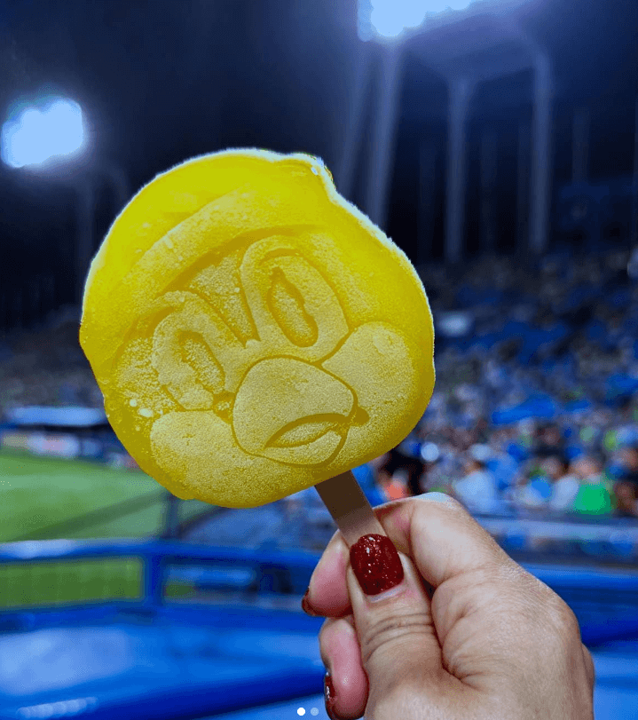 相川七瀬、久しぶりの神宮球場でつば九郎アイスを満喫！