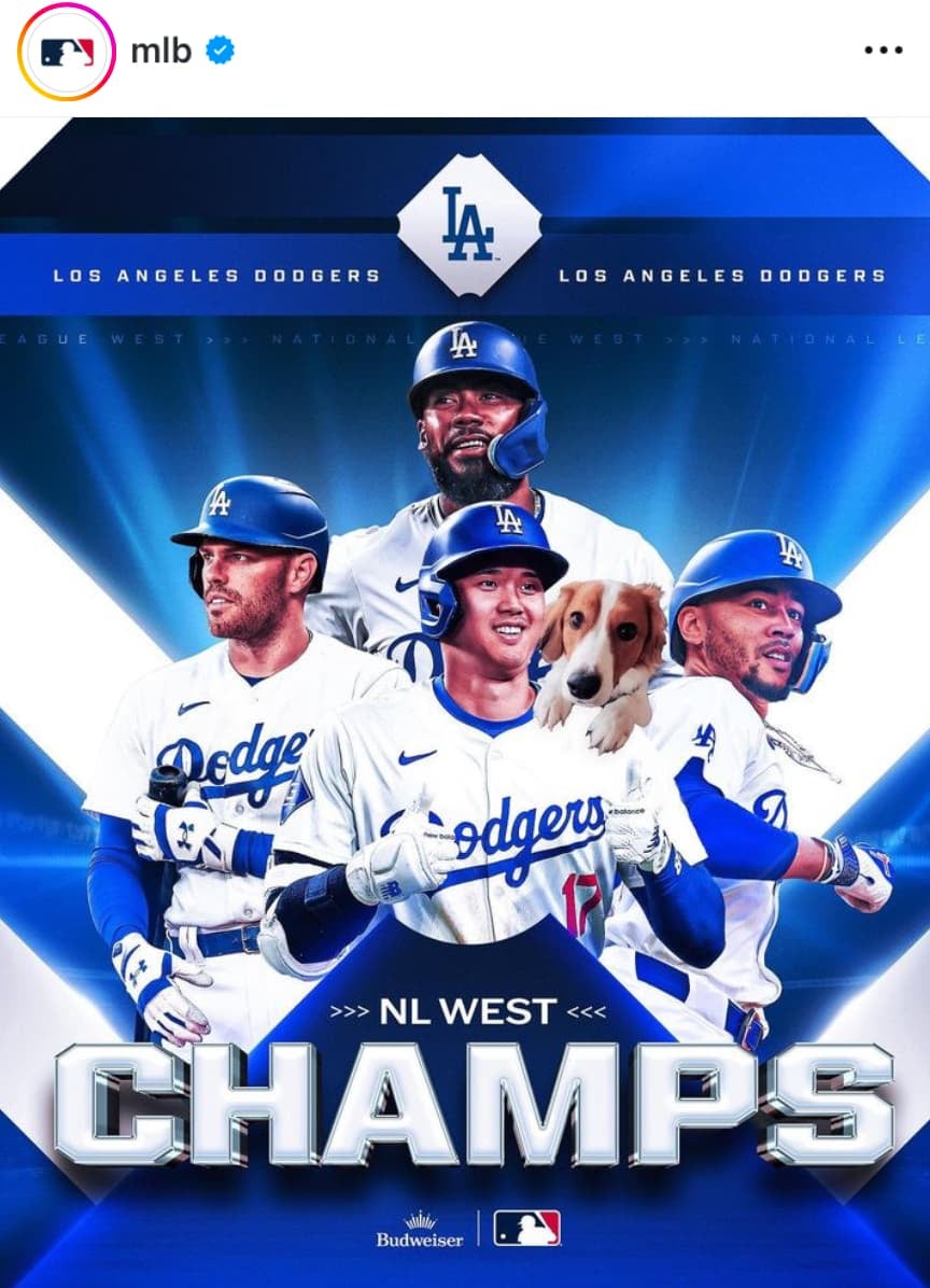 ドジャースが3年連続の地区優勝！大谷はメジャー7年目にして初