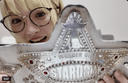 STARDOM【スターダム】 なつぽい、リニューアルされた「ベビちゃん」ベルトを披露！