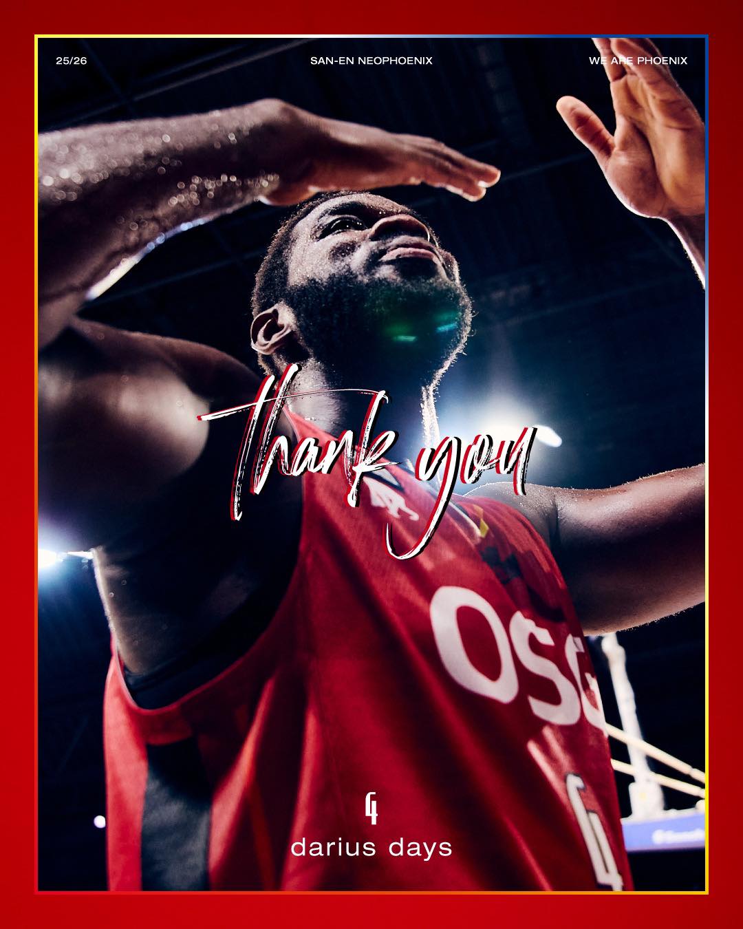 「ありがとう、デイズ」三猿ネオフェニックスがダリアス・デイズとの契約を解除を発表