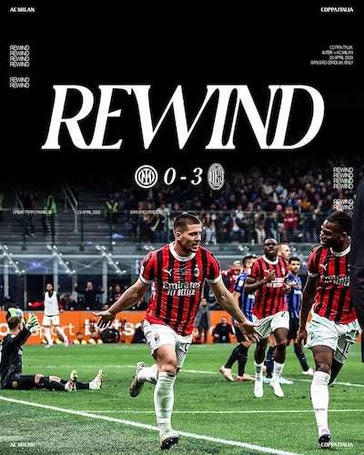 ミランがダービーを制してコッパ・イタリア決勝へ！好調ヨビッチが圧巻2得点