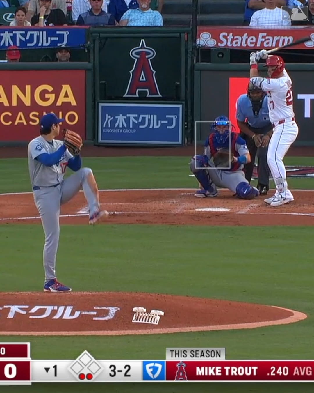 「お見事！」大谷翔平、トラウト初対決で見事三振奪取