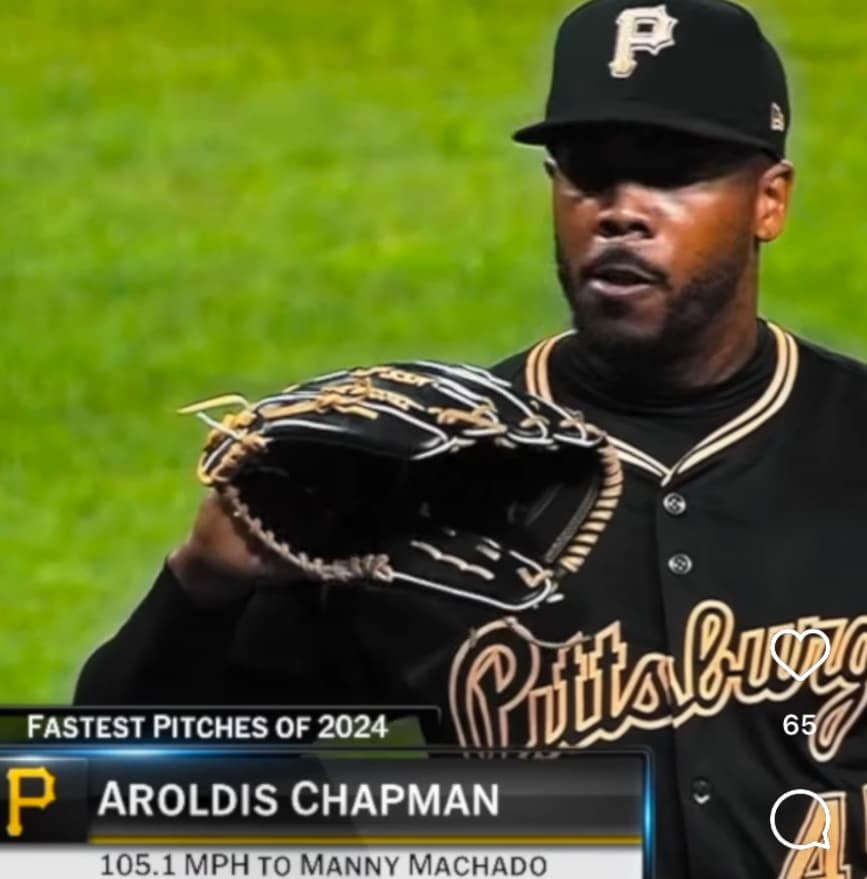 2024年MLB球速ランキングを公開！！36歳左腕チャップマンがランクイン！トップは106マイル！！