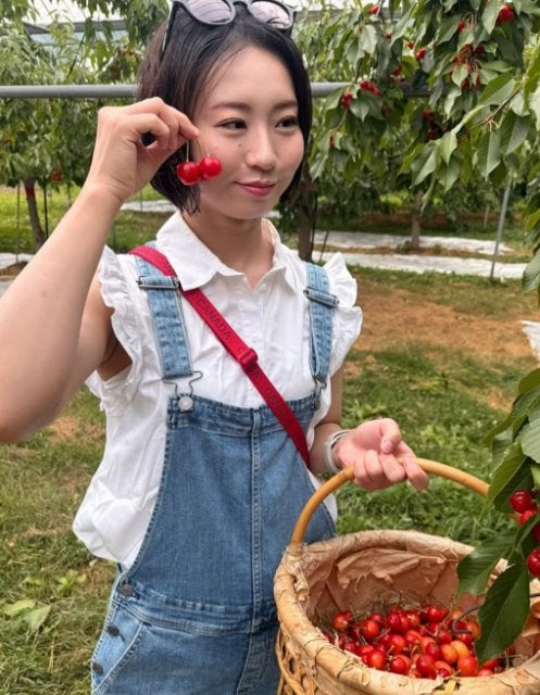 空手女子・岩本衣美里、仁木町でさくらんぼ狩り！大使として町の魅力発信