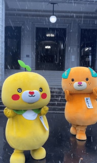 「ゆ〜き〜やきゃんきゃん〜」愛媛県ゆるキャラ・こみきゃん、