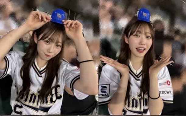 NMB48・福野杏実がオリックス戦を観戦！キュートなミニミニ帽子を着用する姿も披露