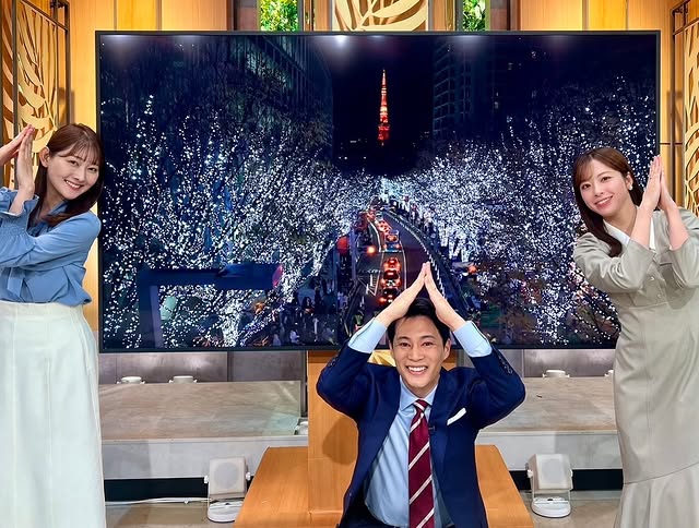 「ニョキっ！」テレ朝・田原萌々アナ、番組終わりにみんなでお揃い