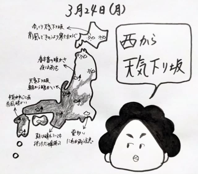 くぼてんき、天気の変化に注意呼びかけ「西から天気下り坂」