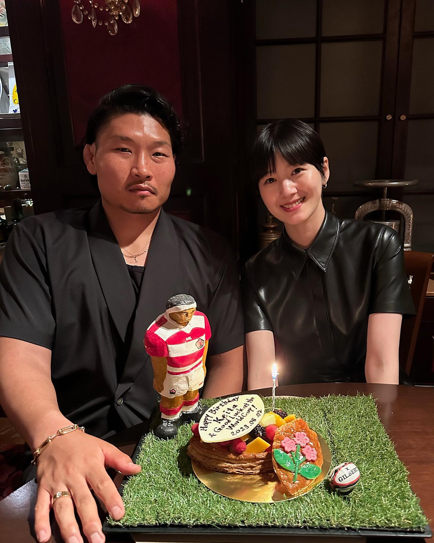 「ケーキがワールドカップ仕様で滾りました🌸」ラグビー稲垣が自身の誕生日を公開！🏉🎂