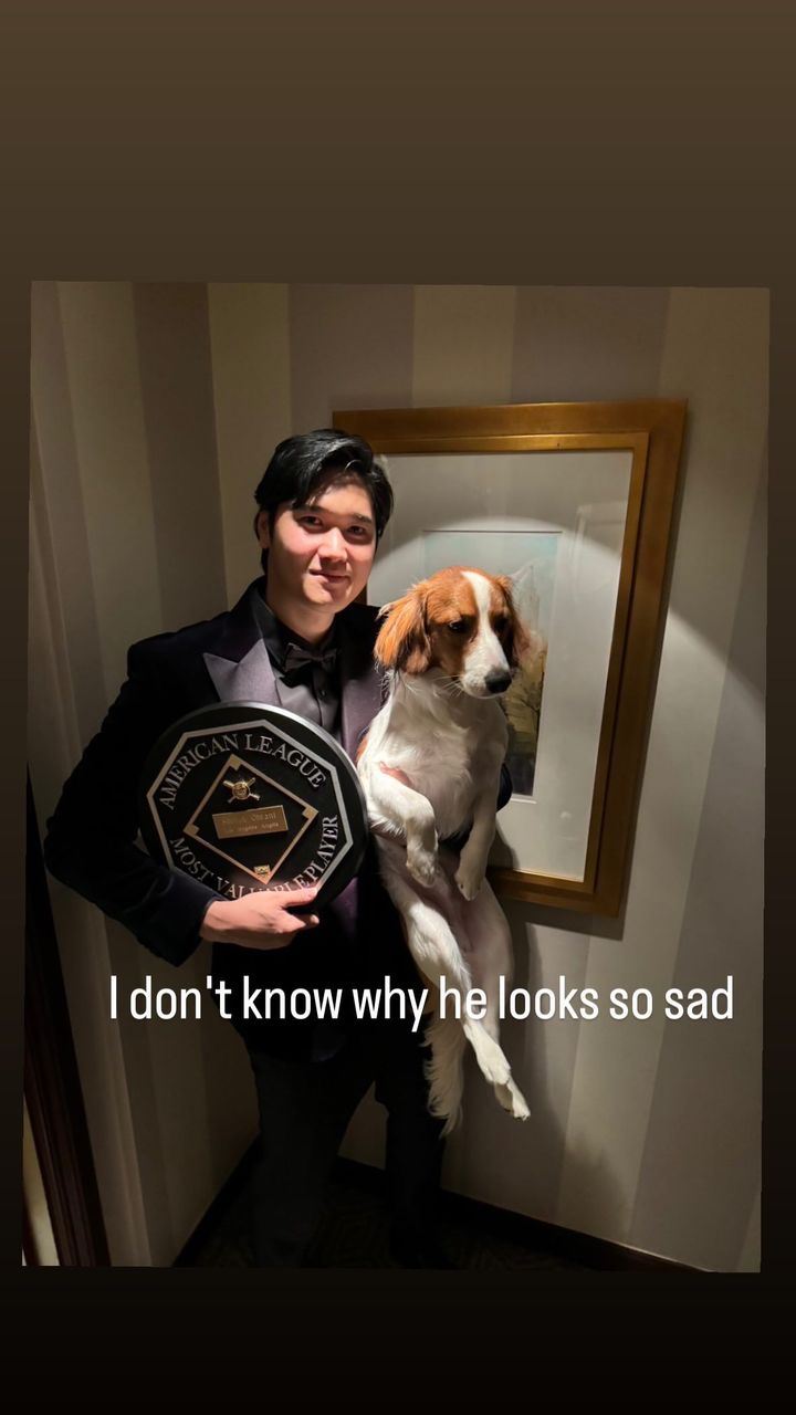 大谷翔平が愛犬との2ショットを公開🐶笑顔の大谷とは対照的なデコピンの表情が話題に