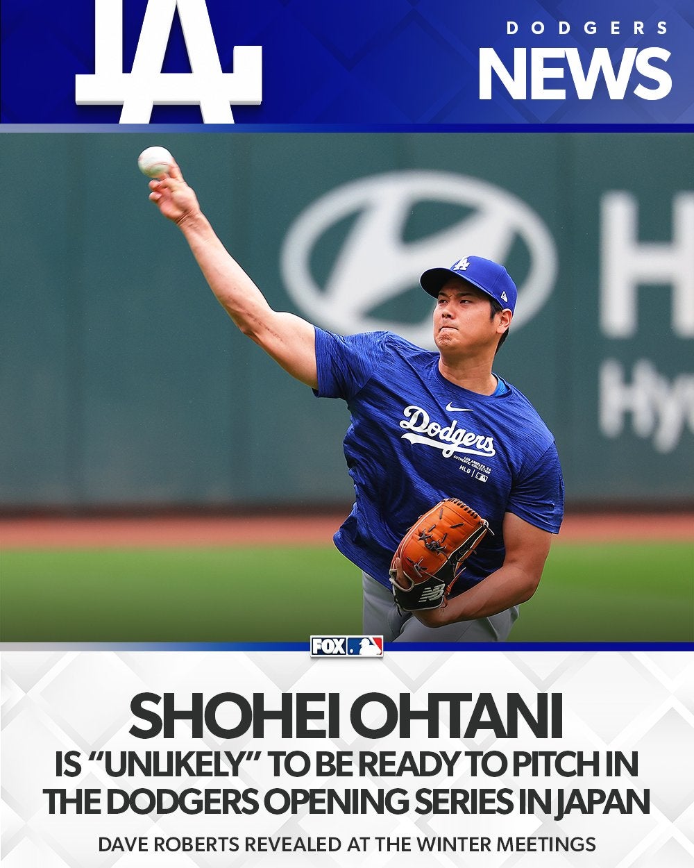 ドジャース・ロバーツ監督が大谷について「東京シリーズで投手復帰の可能性は低い」