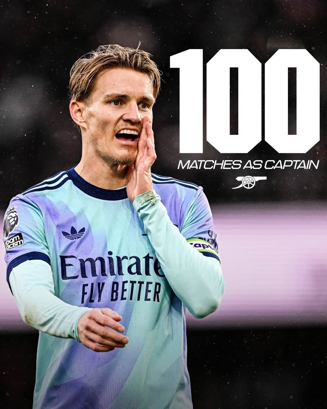 ウーデゴール、アーセナルで主将として１００試合目を飾る