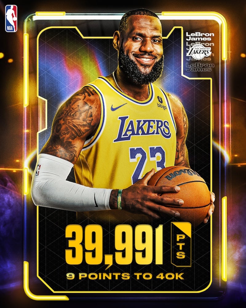 レブロン・ジェームズ NBA史上初の4万得点まで残り『9点』